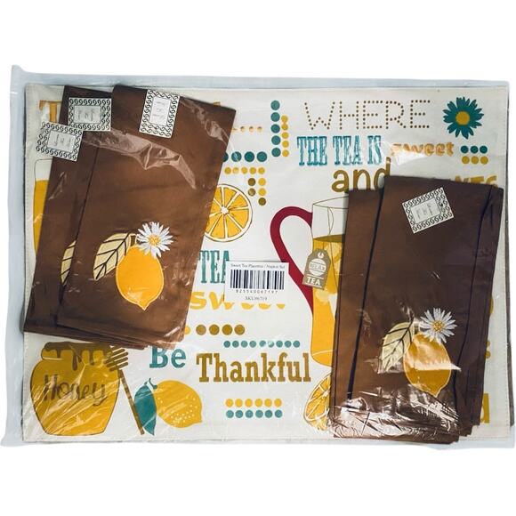 Set of 4 Placemats and Napkins Simply Southern Set SWEET TEA Lemons and Daisies - Picture 10 of 15
